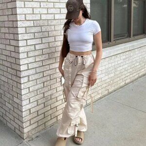 Women's Cream Cargo Pants